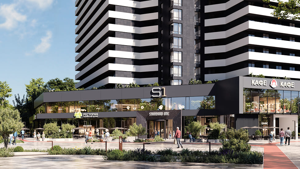 S1 Plaza Позняки — рендер фасаду, ракурс 3
