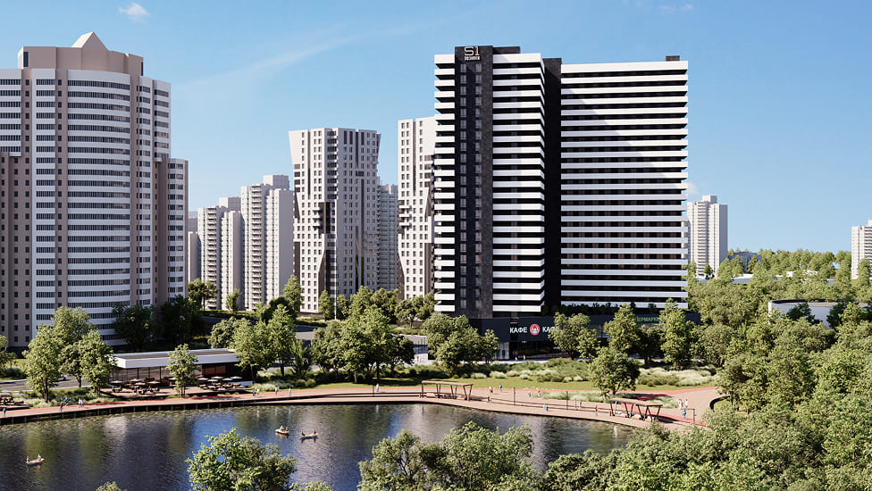 S1 Plaza Позняки — рендер інтер'єру/прилеглої території, ракурс 4